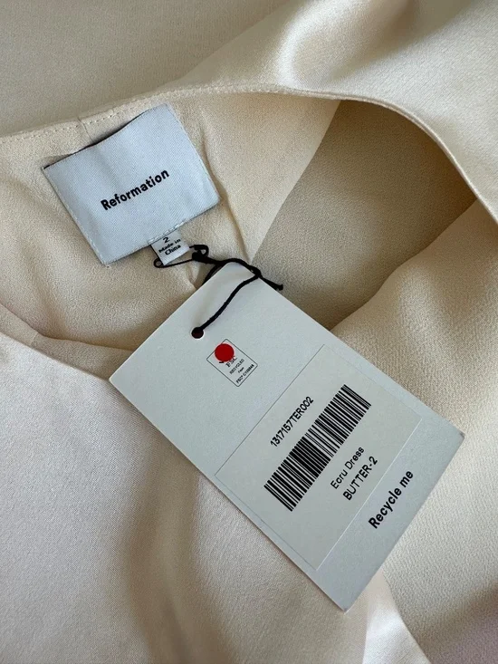 Reformation Ecru Scarf Mini Dress Butter Champagne - Size 2 - with tags - Picture 4 of 11
